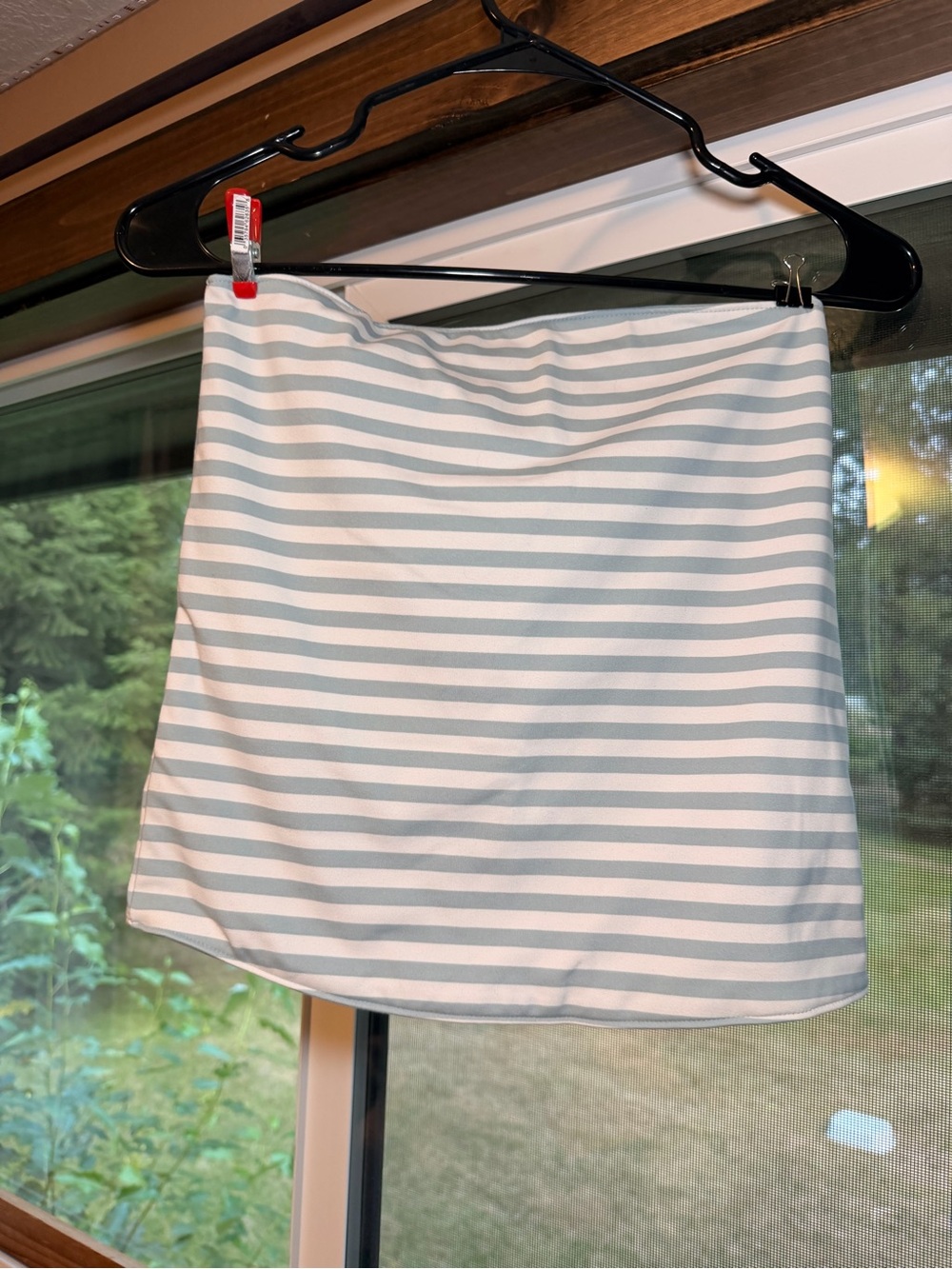 Mint Blue & White Striped Reversible Tube Top Size Small